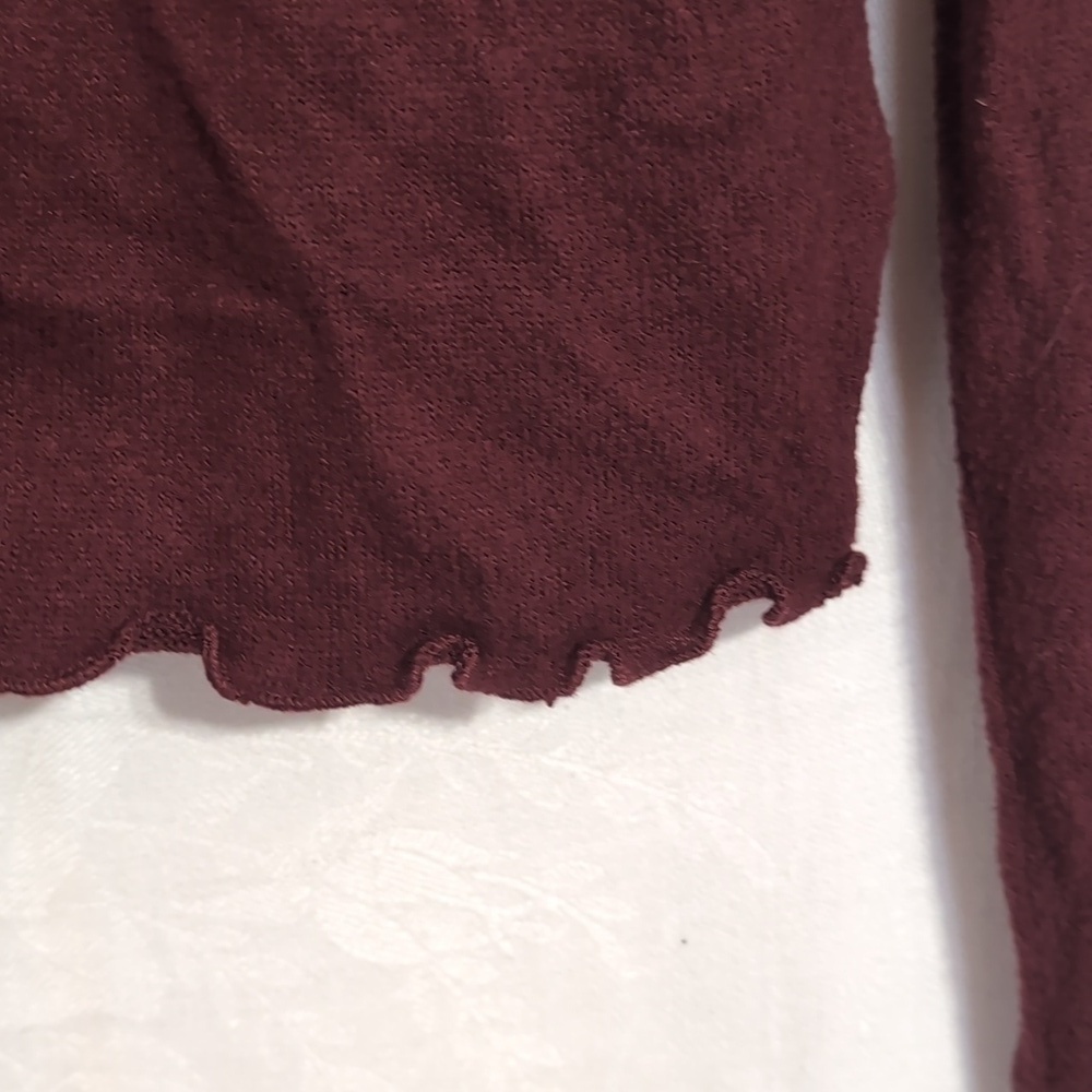 Arizona Jean Co. Maroon Lace Up Front Long Sleeve Crop Shirt Size Large - Picture 4 of 6